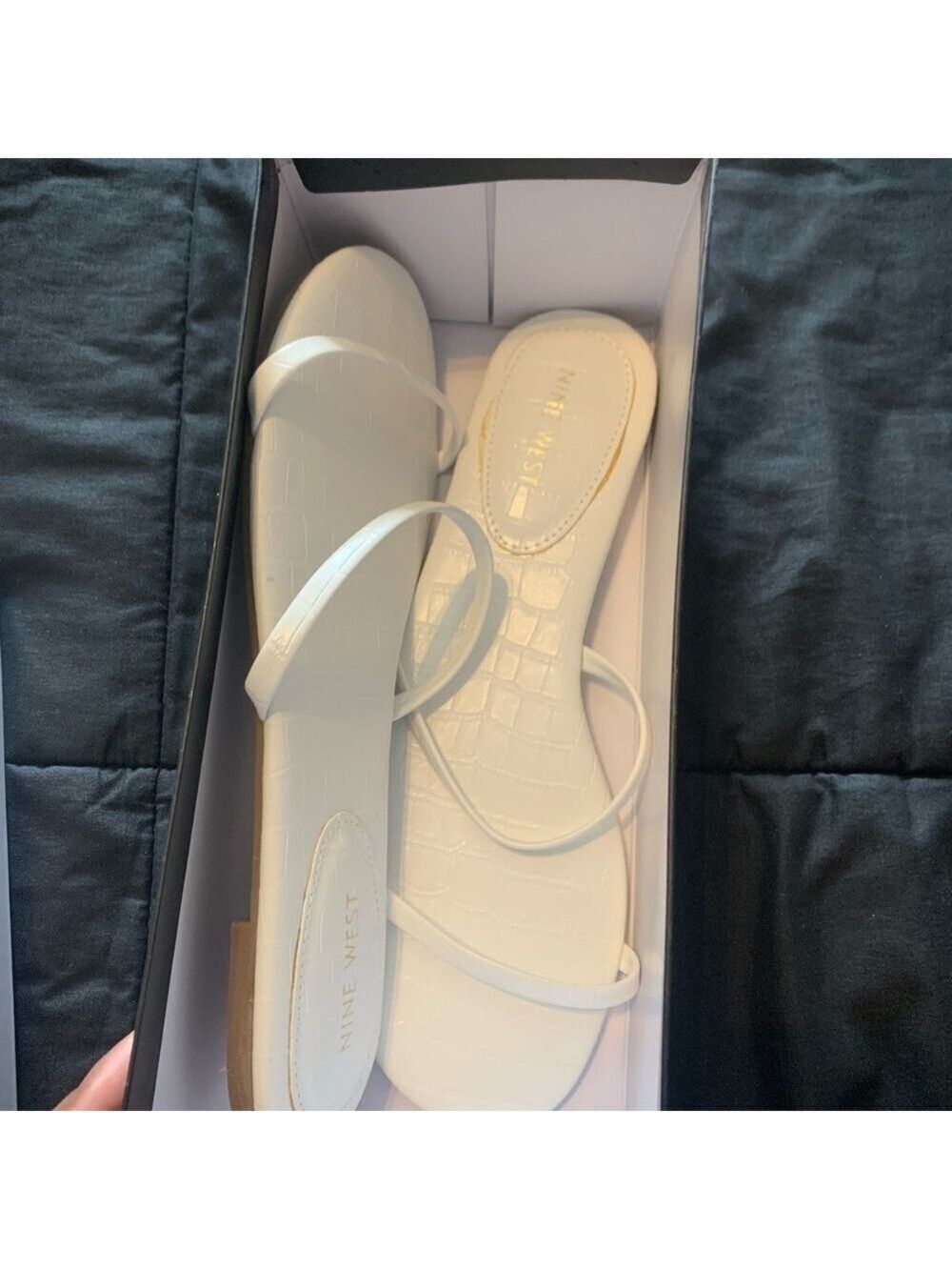 Nine West White Minimalist Slide Sandals - Picture 3 of 3